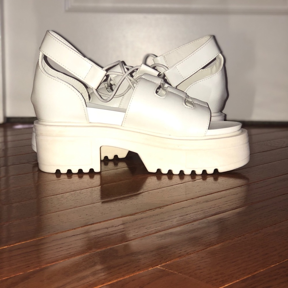 White chunky sandals